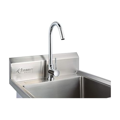  TRINITY THA-0307 Basics Stainless Steel Freestanding Single Bowl Utility Sink for Garage, Laundry Room, and Restaurants, Includes Faucet, NSF Certified, 49.2 21.5 24-Inch, Chrome