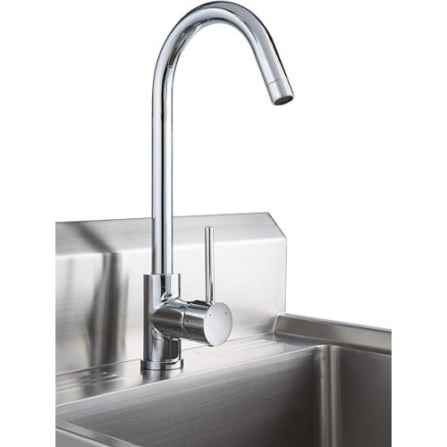  TRINITY THA-0307 Basics Stainless Steel Freestanding Single Bowl Utility Sink for Garage, Laundry Room, and Restaurants, Includes Faucet, NSF Certified, 49.2 21.5 24-Inch, Chrome