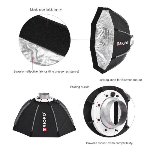  TRIOPO Triopo 65cm  26inch Portable Octagon Umbrella Softbox Octabox Bowens Mount Continuous Strobe Light Two Diffusion Carrying Bag Photography Light Modifier