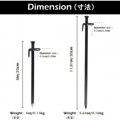  TRIWONDER Tent Stakes Heavy Duty Camping Stakes Forged Steel Tent Pegs Nails Outdoors Solid Stakes with Carrying Bag