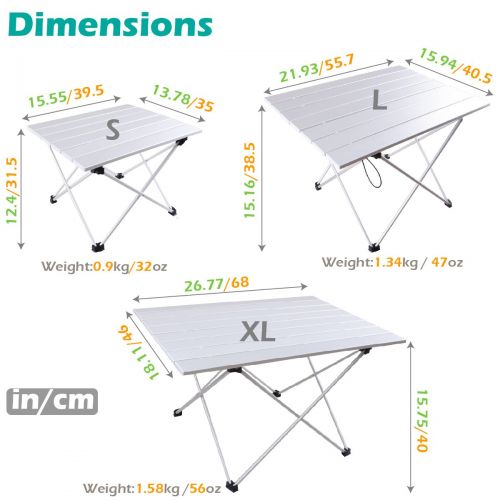  TRIWONDER Ultralight Aluminum Folding Camping Table Collapsible Portable Roll-Up for Outdoor, Camping, Picnic, BBQ, Beach, Fishing