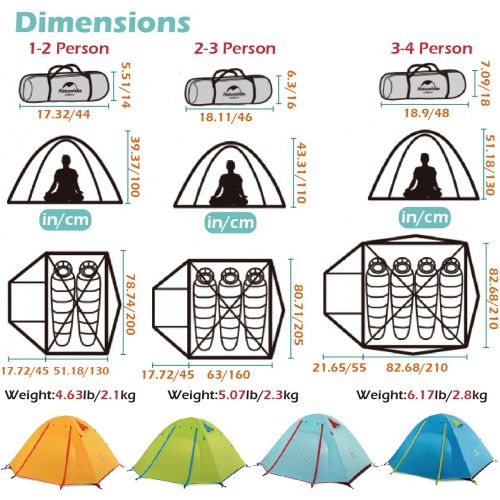  TRIWONDER 2-3-4 Person 3 Season Camping Tent Double Doors Lightweight Waterproof Double Layer Backpacking Tent for Camping Hiking