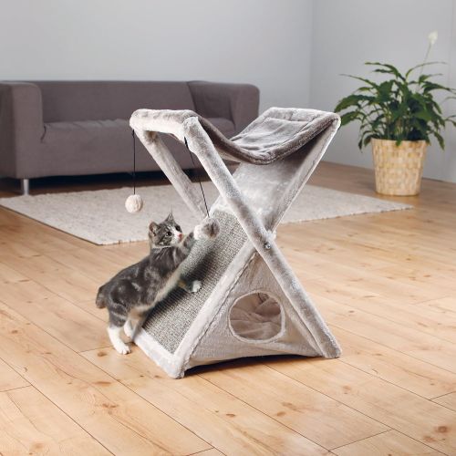  Trixie Pet Products Miguel Fold and Store Cat Tower, 20.25 x 13.75 x 25.5, Gray/Light Gray