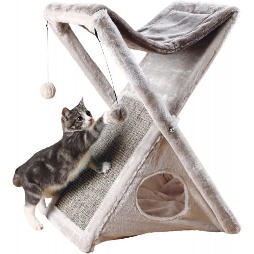  Trixie Pet Products Miguel Fold and Store Cat Tower, 20.25 x 13.75 x 25.5, Gray/Light Gray