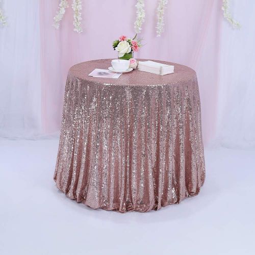  TRLYC 120 Round Rosegold Sequin Tablecloth Sequin Fabric for Wedding and Party