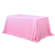 TRLYC 10FT 90x196 Blush Pink Sequins Wedding Square Tablecloth, Blush Pink Sequin Table Cloth for Wedding, Event
