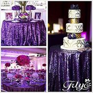 TRLYC 70% Off More Sizes Purple Sequin Tablecloth for Wedding Event Supplies Choose Size 72 to 196