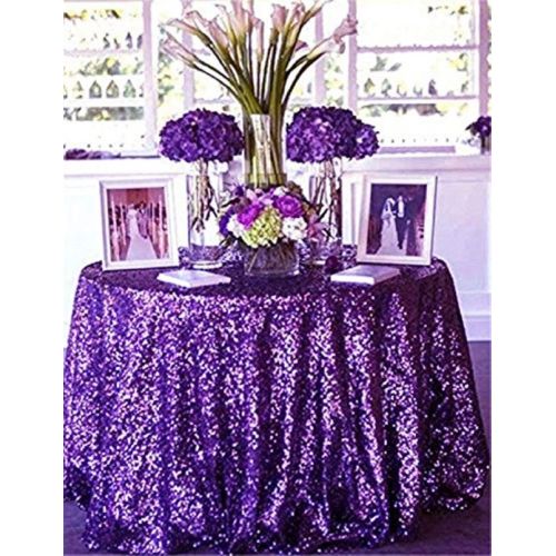  TRLYC 70% Off More Sizes Purple Sequin Tablecloth for Wedding Event Supplies Choose Size 72 to 196