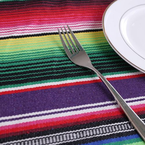  TRLYC Pack of Five 57x102 inches Mexican Serape Tablecloths for Mexican Party Wedding Decorations Fringe Cotton Tablecloth