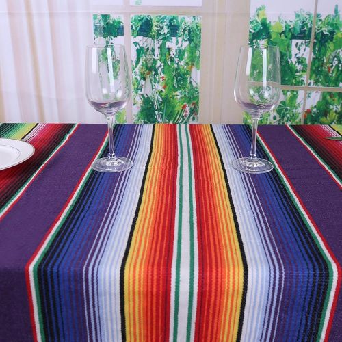  TRLYC Pack of Five 57x102 inches Mexican Serape Tablecloths for Mexican Party Wedding Decorations Fringe Cotton Tablecloth