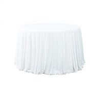 TRLYC 120 White Round Square Sequins Wedding Tablecloth, Sparkly Table Cloth for Wedding, Event