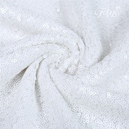  TRLYC 120 White Round Square Sequins Wedding Tablecloth, Sparkly Table Cloth for Wedding, Event