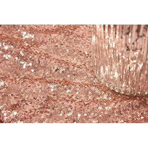  TRLYC 8FT 90x156 Sparkly Royal Rose Gold Square Sequins Wedding Tablecloth, Sparkly Table cloth for Wedding, Event