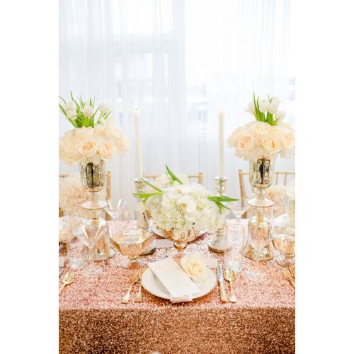  TRLYC 48 48 Sparkly Rose Gold Square Sequins Wedding Tablecloth, Sparkly Overlays Table Cloth for Wedding, Event