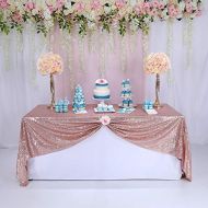 TRLYC 72x72 Sparkly Rose Gold Square Sequins Wedding Tablecloth, Sparkly Overlays Table Cloth for Wedding, Event