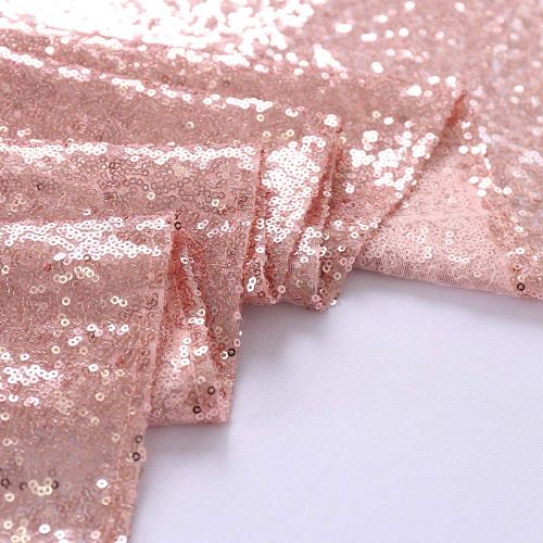  TRLYC 60x72 Sparkly Rose Gold Square Sequins Wedding Tablecloth, Sparkly Overlays Table Cloth for Wedding, Event