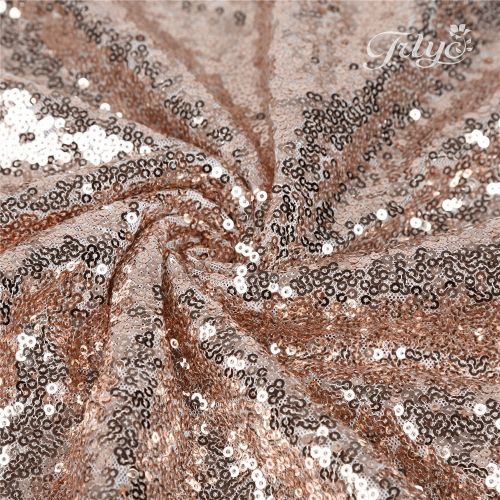  TRLYC 60x120 Sparkly Rose Gold Square Sequins Wedding Tablecloth, Sparkly 6FT-8FT Overlays Table Cloth for Wedding, Event