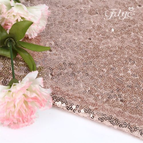  TRLYC 60x120 Sparkly Rose Gold Square Sequins Wedding Tablecloth, Sparkly 6FT-8FT Overlays Table Cloth for Wedding, Event