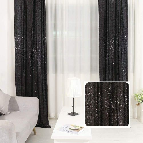  TRLYC 2FTX8FT Glitter Sequin Curtains Drape Panels Backdrops Wedding Backdrop Black Home Decor