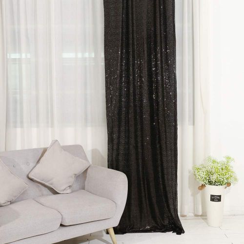  TRLYC 2FTX8FT Glitter Sequin Curtains Drape Panels Backdrops Wedding Backdrop Black Home Decor