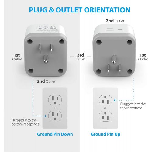  [아마존 핫딜] [아마존핫딜]Outlet Splitter USB Wall Tap, TROND Cruise Power Strip Multi Plug Outlet Extender with 2 USB Charging Ports, Travel Adapter Cube Cruise Ship Accessories Must Have