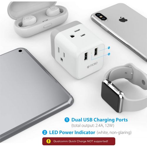  [아마존 핫딜] [아마존핫딜]Outlet Splitter USB Wall Tap, TROND Cruise Power Strip Multi Plug Outlet Extender with 2 USB Charging Ports, Travel Adapter Cube Cruise Ship Accessories Must Have