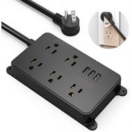 [아마존 핫딜] [아마존핫딜]TROND Power Strip with 3 USB Ports, 5 Widely-Spaced Outlets, Flat Wall Plug, 5-Foot Heavy-Duty Extension Cord, for Home Bedside Office Accessories