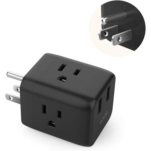  [아마존 핫딜] Cruise Power Strip No Surge Protector, ETL Listed, TROND 3-Outlet Extender Splitter Wall Tap with 2 USB Ports, Travel Adapter Cruise Ship Accessories Must Have