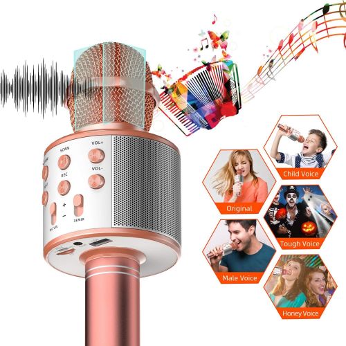  TRONICMASTER Wireless Karaoke Microphone Bluetooth, 3 in 1 Wireless Portable Handheld Mic Karaoke Machine for Christmas Home Birthday Party, Voice Disguiser Karaoke Microphone for