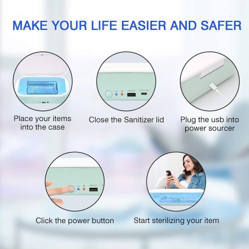  TRONICMASTER UV Phone Sanitizer Box with Type-C Charging UVC Lamp Phone Cleaner Box for iOS Android Smart Watches Purse Glasses Tool