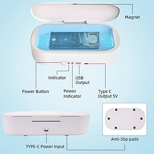  TRONICMASTER UV Phone Sanitizer Box with Type-C Charging UVC Lamp Phone Cleaner Box for iOS Android Smart Watches Purse Glasses Tool