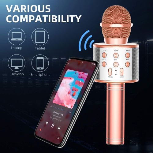  TRONICMASTER Wireless Karaoke Microphone Bluetooth, 3 in 1 Wireless Portable Handheld Mic Karaoke Machine for Christmas Home Birthday Party, Voice Disguiser Karaoke Microphone for