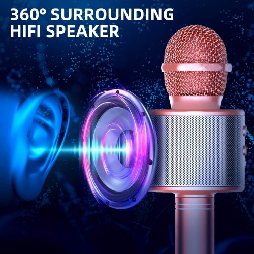  TRONICMASTER Wireless Karaoke Microphone Bluetooth, 3 in 1 Wireless Portable Handheld Mic Karaoke Machine for Christmas Home Birthday Party, Voice Disguiser Karaoke Microphone for