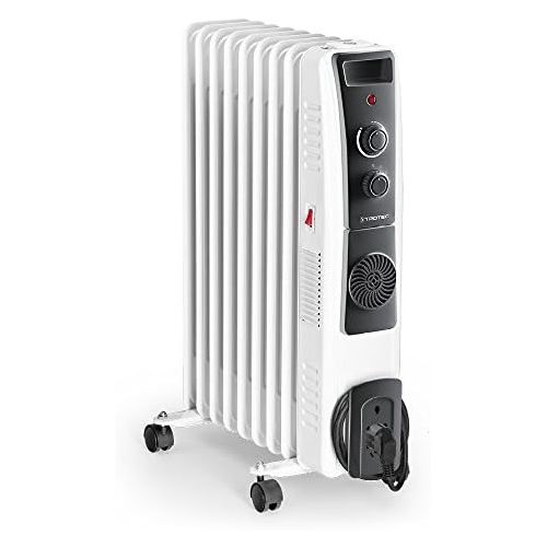  [아마존베스트]TROTEC Oil radiators TRH 22 E - electric, energy-saving radiator with 9 ribs, 3 heat settings (800/1,200/2,000 watts), adjustable thermostat, turbo fan and safety shut-off function