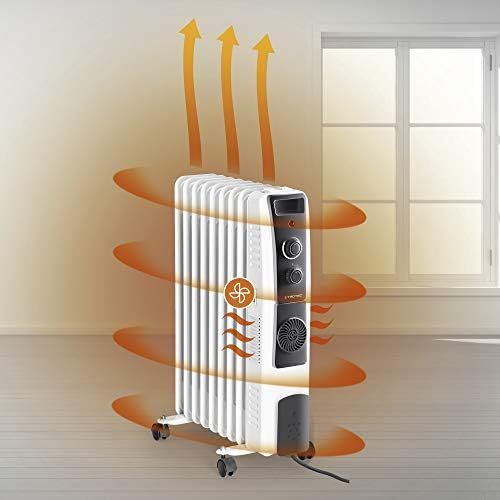  [아마존베스트]TROTEC Oil radiators TRH 22 E - electric, energy-saving radiator with 9 ribs, 3 heat settings (800/1,200/2,000 watts), adjustable thermostat, turbo fan and safety shut-off function