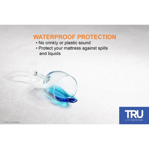  TRU Lite Bedding Premium Waterproof Mattress Protector - Vinyl Free Mattress Cover - Hypoallergenic Breathable Cotton Terry Bed Cover - Protection from Dust Mites, Allergens, Bacteria