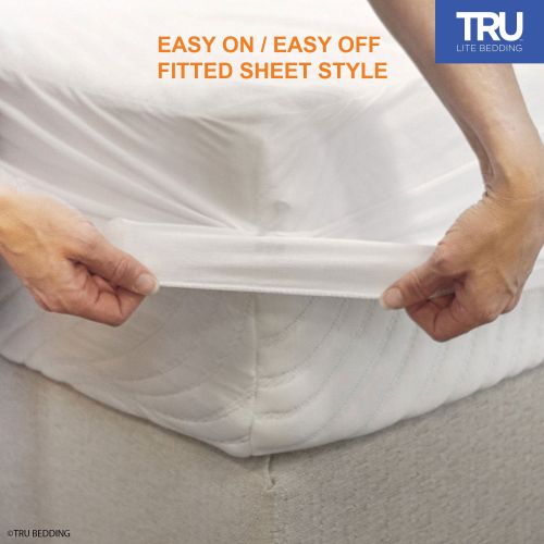  TRU Lite Bedding Premium Waterproof Mattress Protector - Vinyl Free Mattress Cover - Hypoallergenic Breathable Cotton Terry Bed Cover - Protection from Dust Mites, Allergens, Bacteria