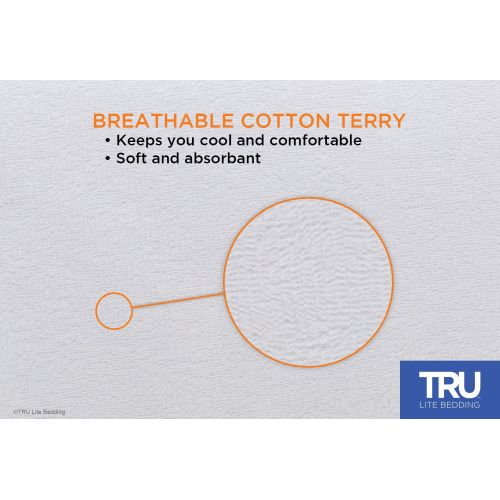  TRU Lite Bedding Premium Waterproof Mattress Protector - Vinyl Free Mattress Cover - Hypoallergenic Breathable Cotton Terry Bed Cover - Protection from Dust Mites, Allergens, Bacteria