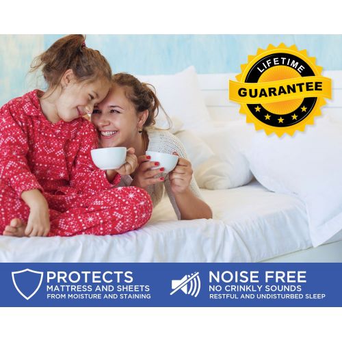  TRU Lite Bedding Waterproof Mattress Protector - Hypollergenic Dust Mite Bed Cover - Smooth Breathable Mattress Cover - Protection from Dust Mites, Allergens, Bacteria, Urine - Kin