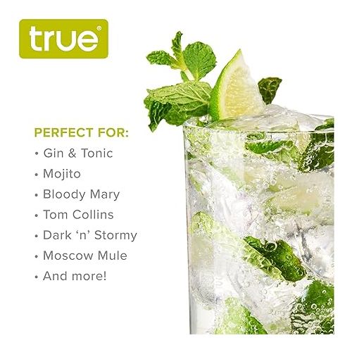  True Highball Cocktail Large Drinking Glasses With Heavy Base, Tall Glass Tumbler, Water Glasses, Glasses for Kitchen, Drink cup Set Of 4, 11 Ounces