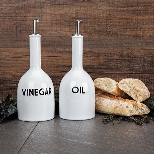  TRUE Carafe Ceramic Oil and Vinegar Pourer Set by True