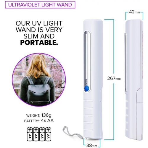  TRUE MARK UV Light Sanitizer Wand UVC Light Sanitize Surfaces Ultraviolet Light Portable Travel Sized Easy to Use Cordless Battery Powered