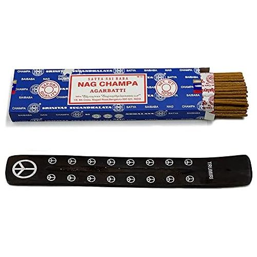  인센스스틱 TRUMIRI Incense Stick Holder Bundle with Satya Sai Baba Nagchampa 100g Incense Sticks - Pack of 1 (Approx 100 Sticks)
