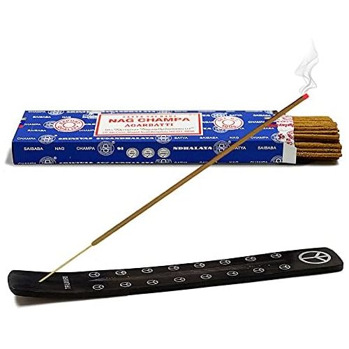  인센스스틱 TRUMIRI Incense Stick Holder Bundle with Satya Sai Baba Nagchampa 100g Incense Sticks - Pack of 1 (Approx 100 Sticks)