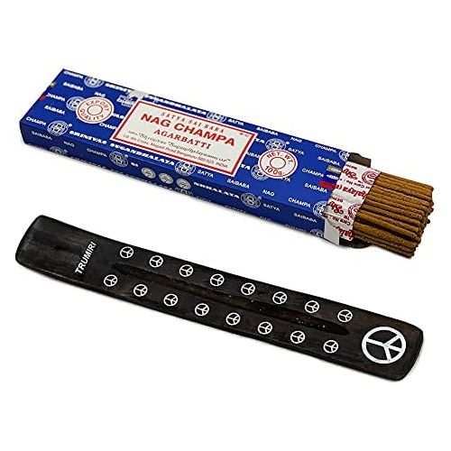  인센스스틱 TRUMIRI Incense Stick Holder Bundle with Satya Sai Baba Nagchampa 100g Incense Sticks - Pack of 1 (Approx 100 Sticks)