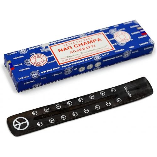  인센스스틱 TRUMIRI Incense Stick Holder Bundle with Satya Sai Baba Nagchampa 100g Incense Sticks - Pack of 1 (Approx 100 Sticks)