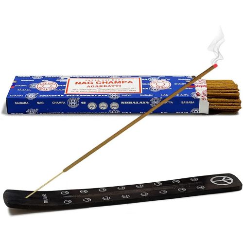  인센스스틱 TRUMIRI Incense Stick Holder Bundle with Satya Sai Baba Nagchampa 100g Incense Sticks - Pack of 1 (Approx 100 Sticks)