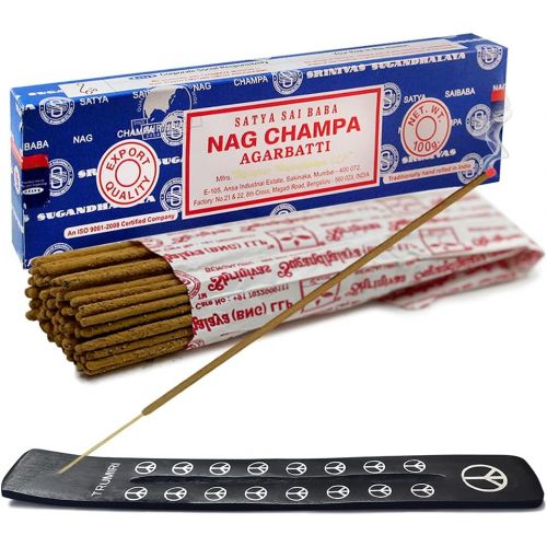  인센스스틱 TRUMIRI Incense Stick Holder Bundle with Satya Sai Baba Nagchampa 100g Incense Sticks - Pack of 1 (Approx 100 Sticks)