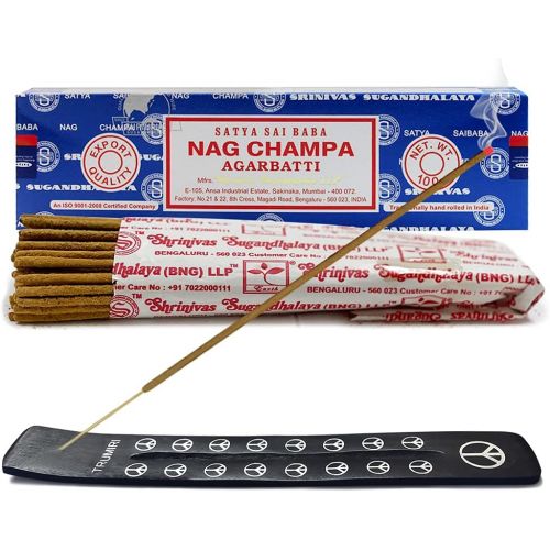  인센스스틱 TRUMIRI Incense Stick Holder Bundle with Satya Sai Baba Nagchampa 100g Incense Sticks - Pack of 1 (Approx 100 Sticks)