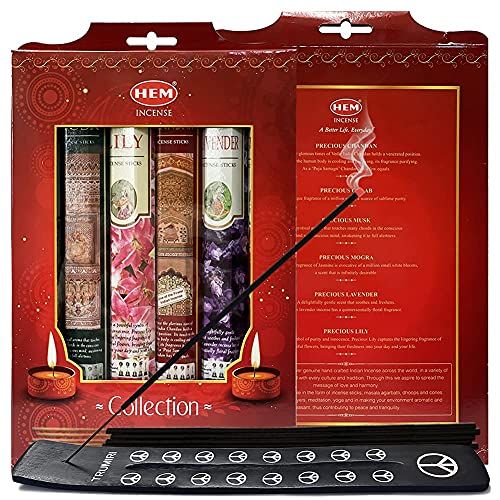  인센스스틱 TRUMIRI Precious Series Incense Sticks Variety Pack with Incense Holder Bundle Rose Jasmine Sandalwood Lavender Lily Musk